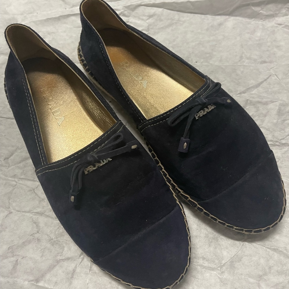 Prada suede espadrille flats